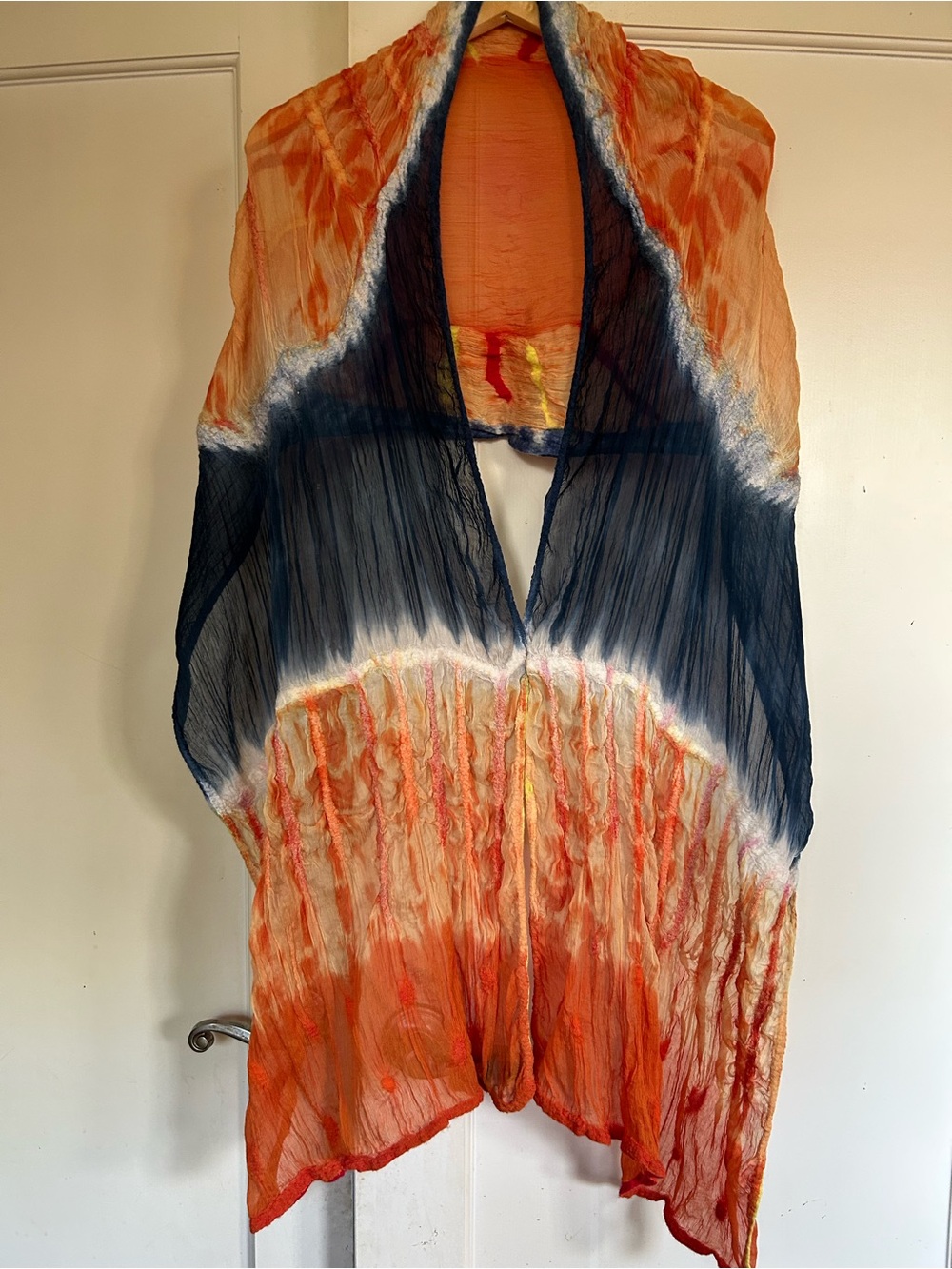 Masino by TDM Design Tie-Dye Orange & Navy Lightweight Wrap Scarf